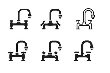 Wall Mural - Aerator Tap Logos. Tap with aerator. Set Logo of Tap with aerator: wall-mounted bridge faucet. harmonious logo variations of the same emblematic concept, each