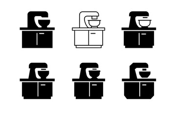 Wall Mural - Kitchen Island Logos. Building a kitchen island. Set Logo of Building a kitchen island: integrated appliance garage. harmonious logo variations of the same