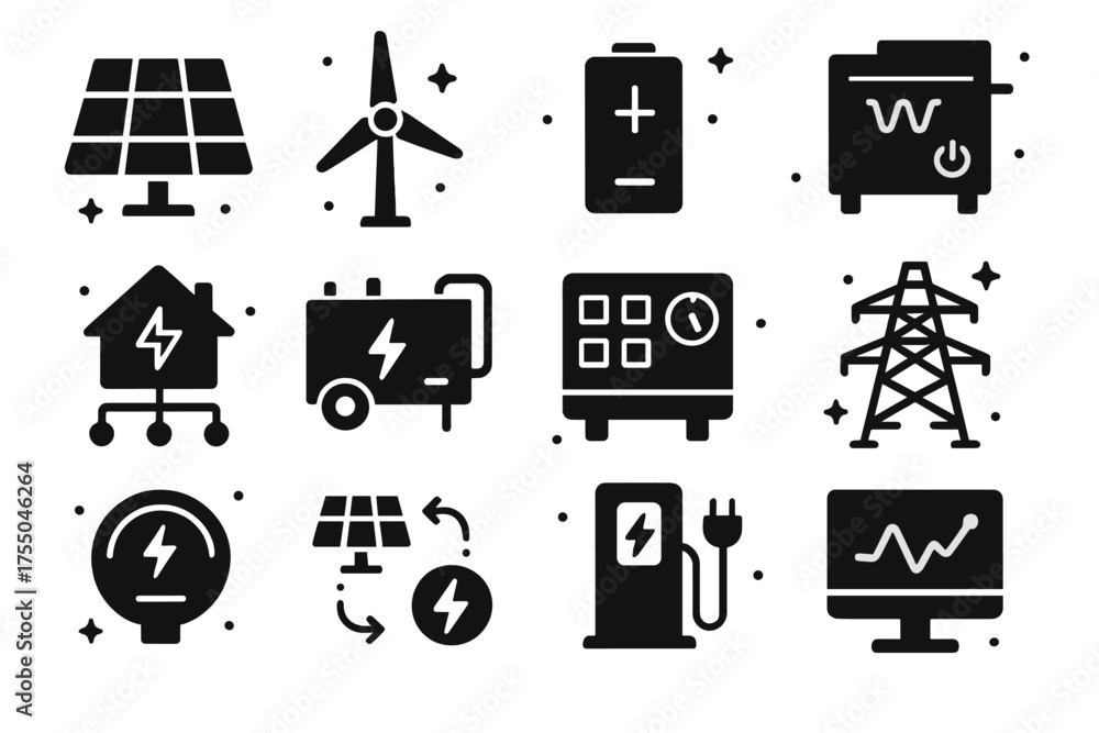 Image vectorielle Stock Sustainable Microgrid Icons. Sustainable ...