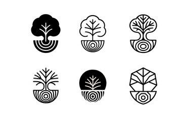 Wall Mural - Transformational Growth Logos. Transformational growth. Set Logo of Transformational growth: tree with growth rings. harmonious logo variations of the same