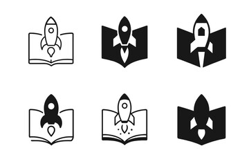 Wall Mural - Diverse Logo Designs. Book launches. Set Logo of Book launches: press kit and media release folder. harmonious logo variations of the same emblematic concept,
