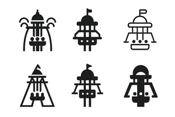 Wall Mural - Theme Park Logos. Theme parks and amusement rides. Set Logo of Theme parks and amusement rides: drop tower. harmonious logo variations of the same emblematic