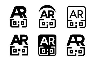 Wall Mural - Augmented Reality Logos. Augmented reality marketing. Set Logo of Augmented reality marketing: marker/QR overlay. harmonious logo variations of the same
