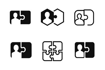 Wall Mural - Labor Market Logos. Labor market dynamics. Set Logo of Labor market dynamics: skills gap puzzle pieces. harmonious logo variations of the same emblematic