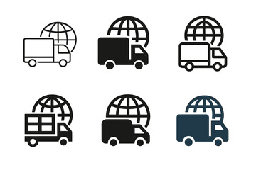 Wall Mural - International Trade Logos. International trade. Set Logo of International trade: freight truck. harmonious logo variations of the same emblematic concept, each