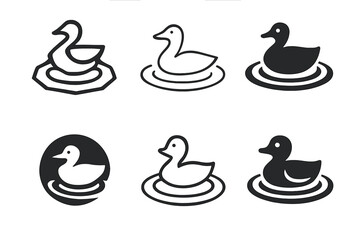 Wall Mural - Duck Pond Logos. duck pond. Set Logo of duck pond: concentric water ripples. harmonious logo variations of the same emblematic concept, each with different