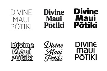 Wall Mural - Maui Potiki Lettering Styles. Divine Maui Potiki. Set lettering. harmonious lettering variations of the same emblematic concept (Modern minimal monoline