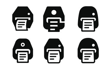 Wall Mural - Label Printer Logos. Label Printer in Use. Set Logo of Label Printer in Use: stylized label printer icon. harmonious logo variations of the same emblematic