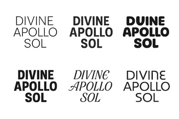 Wall Mural - Apollo Lettering Variations. Divine Apollo Sol. Set lettering. harmonious lettering variations of the same emblematic concept (Modern minimal
