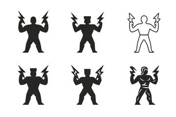 Wall Mural - Titan Logos Grid. Titan. Set Logo of Titan: abstract giant with energy lines. harmonious logo variations of the same emblematic concept, each with different