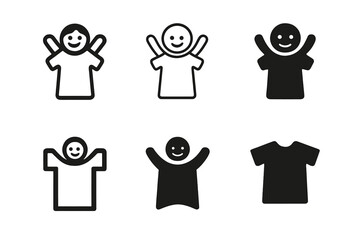 Wall Mural - Creative Kids T-Shirt Logos. Kids Designing T-Shirts. Set Logo of Kids Designing T-Shirts: stylized creative t-shirt icon. harmonious logo variations of the