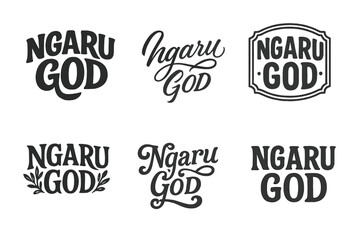 Wall Mural - Ngaru God Lettering Styles. Ngaru God. Set lettering. harmonious lettering variations of the same emblematic concept (Bold hand-lettering with playful swashes,