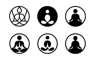 Wall Mural - Yoga Logo Variations. Yoga for Mental Wellness. Set Logo of Yoga for Mental Wellness: abstract meditation circle. harmonious logo variations of the same