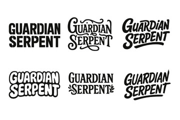 Wall Mural - Guardian Serpent Typography. Guardian Serpent. Set lettering. harmonious lettering variations of the same emblematic concept (Stencil-inspired urban lettering,