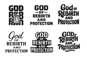 Wall Mural - Rebirth Emblem Grid. God of Rebirth and Protection. Set lettering. harmonious lettering variations of the same emblematic concept (Abstract geometric