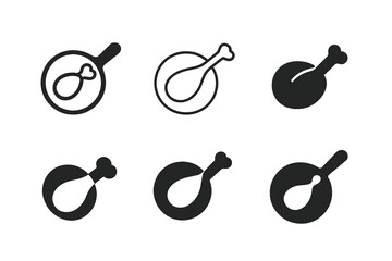 Wall Mural - Pan-Fried Chicken Logos. Pan-Fried Chicken. Set Logo of Pan-Fried Chicken: stylized pan-fried chicken icon. harmonious logo variations of the same emblematic