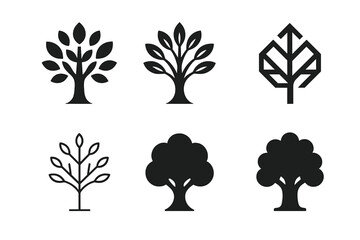 Wall Mural - 50K Tree Logos. 50K. Set Logo of 50K: Tree. harmonious logo variations of the same emblematic concept, each with different artistic interpretation (Symmetrical