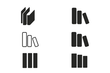 Wall Mural - Library Logo Collection. Bookshelf stack. Set Logo of Library: book spine icon. harmonious logo variations of the same emblematic concept, each with different