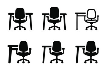 Wall Mural - Workspace Logo Variations. Sensory workspace mapping. Set Logo of Workplace design: desk with ergonomic features. harmonious logo variations of the same