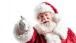 © mila103 - Santa Claus dressed in his iconic red suit and white fur trim smiles broadly while pointing playfully. His joyful expression adds to the festive atmosphere of the holiday season.