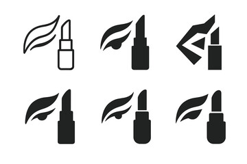 Wall Mural - Stage Makeup Logos. Makeup for Stage Performance. Set Logo of Makeup for Stage Performance: stylized eyeliner and lipstick icon. harmonious logo variations of