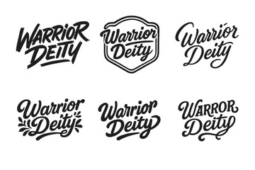 Wall Mural - Warrior Deity Lettering. Warrior Deity. Set lettering. harmonious lettering variations of the same emblematic concept (Dynamic brushstroke graffiti lettering,