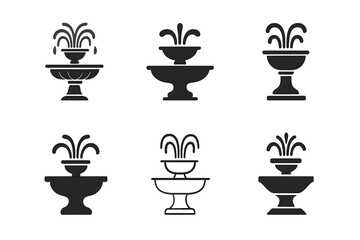 Wall Mural - Fountain Logo Variations. Fountain. Set Logo of Fountain: sculpted stone fountain. harmonious logo variations of the same emblematic concept, each with