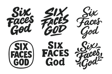 Wall Mural - Six Faces Lettering Grid. Six Faces God. Set lettering. harmonious lettering variations of the same emblematic concept (Bold hand-lettering with playful