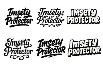 Wall Mural - Imsety Lettering Variations. Imsety Protector. Set lettering. harmonious lettering variations of the same emblematic concept (Bold hand-lettering with playful
