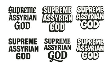 Wall Mural - Assyrian God Lettering. Supreme Assyrian God. Set lettering. harmonious lettering variations of the same emblematic concept (Gothic-inspired decorative type,