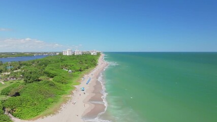 Wall Mural - aerial drone view of Boca Raton Beach, Florida with ocean and city