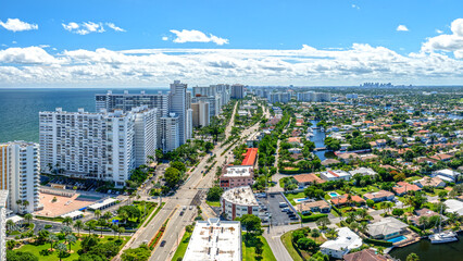 Wall Mural - panoramic drone view of Fort Lauderdale, Florida with city