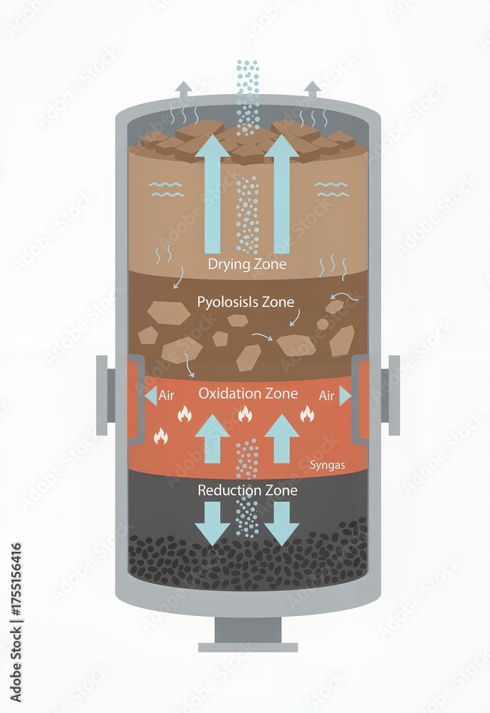 Stockillustrationen cross-section diagram of a gasification reactor ...