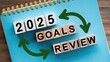 © Furqan - Strategize 2025 goals with review cycle on blue notepad for business success and personal growth