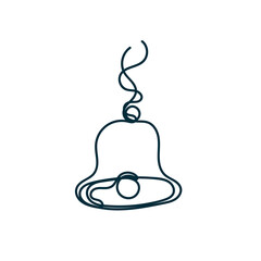 Wall Mural - continuous line drawing notification bell doodle