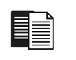 © Tante - Simple, minimalist graphic depicts a stack of documents, with a fold on the top page, in black and white