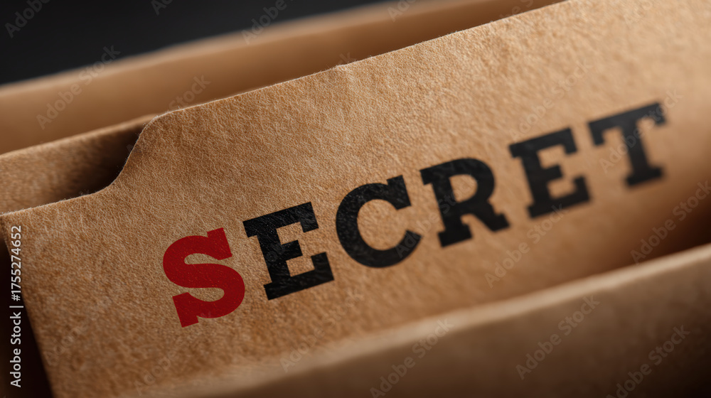 Secret confidential file folder containing private document. Mysterious ...