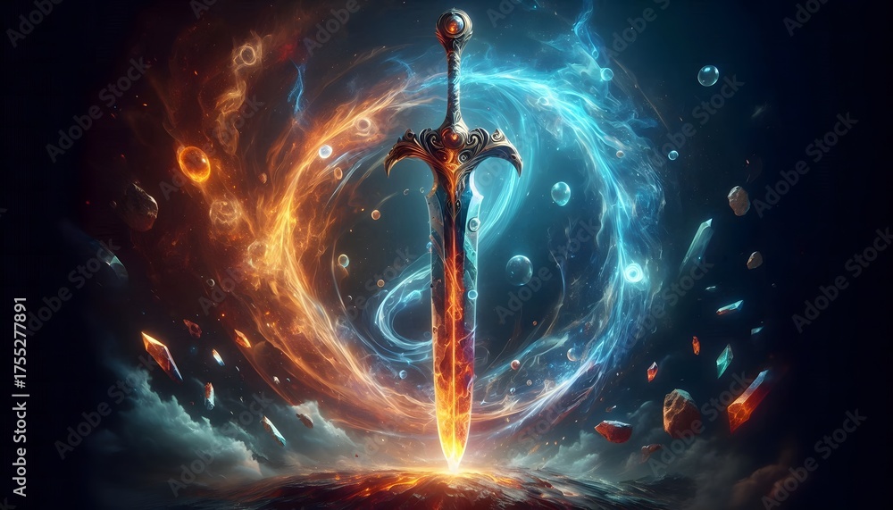 Beautiful Magical Fantasy Sword of the Elements, Fire, Water, Earth ...