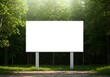 © Shamim Akhtar - Blank outdoor advertising billboard surrounded by lush green forest trees