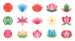 © Yudooo - Set of colorful abstract flower icons with a modern, translucent overlapping style