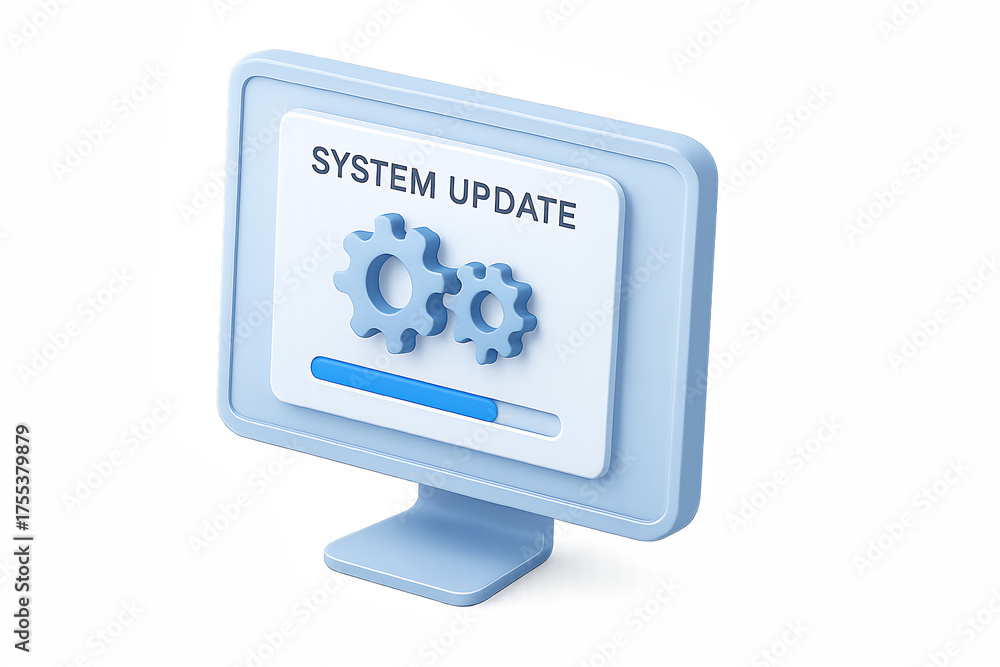 System update screen 3d icon illustration isolated on transparent ...