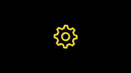 Animated gear icon. Device configuration. Developer mode. Seamless loop HD video with alpha channel on transparent background. Line color user interface symbol motion graphic animation.