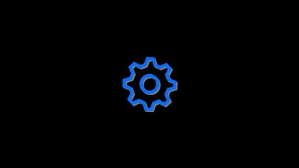 Animated gear icon. Device configuration. Developer mode. Seamless loop HD video with alpha channel on transparent background. Line color user interface symbol motion graphic animation.