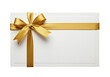 © sadari - Elegant Gift Card with Golden Bow and Ribbon on a White Background for Celebratory Occasions