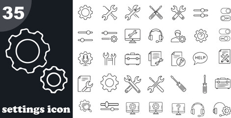 Collection of hand-drawn settings icons for user interface design and configuration options vector