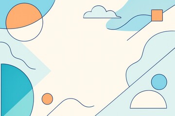 Wall Mural - Abstract geometric background with pastel shapes, clean lines, and minimalist design elements on light backdrop with copyspace for template use. Ai generative