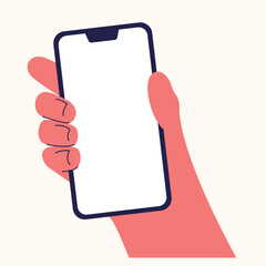 hand holding smartphone diagonally illustration