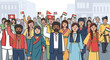 © Sally - Diverse group of people from different cultures holding flags in a harmonious gathering
