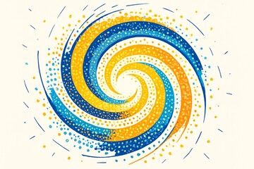 Wall Mural - Abstract colorful swirl with blue and yellow dotted spiral pattern on light background, evoking energy and motion concept. Ai generative. Ai generative