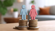 © Piya W. - Hopeful concept showing gender pay equality and income parity. Male and female figures represent diversity in workplace and closing wage gap for better finance
